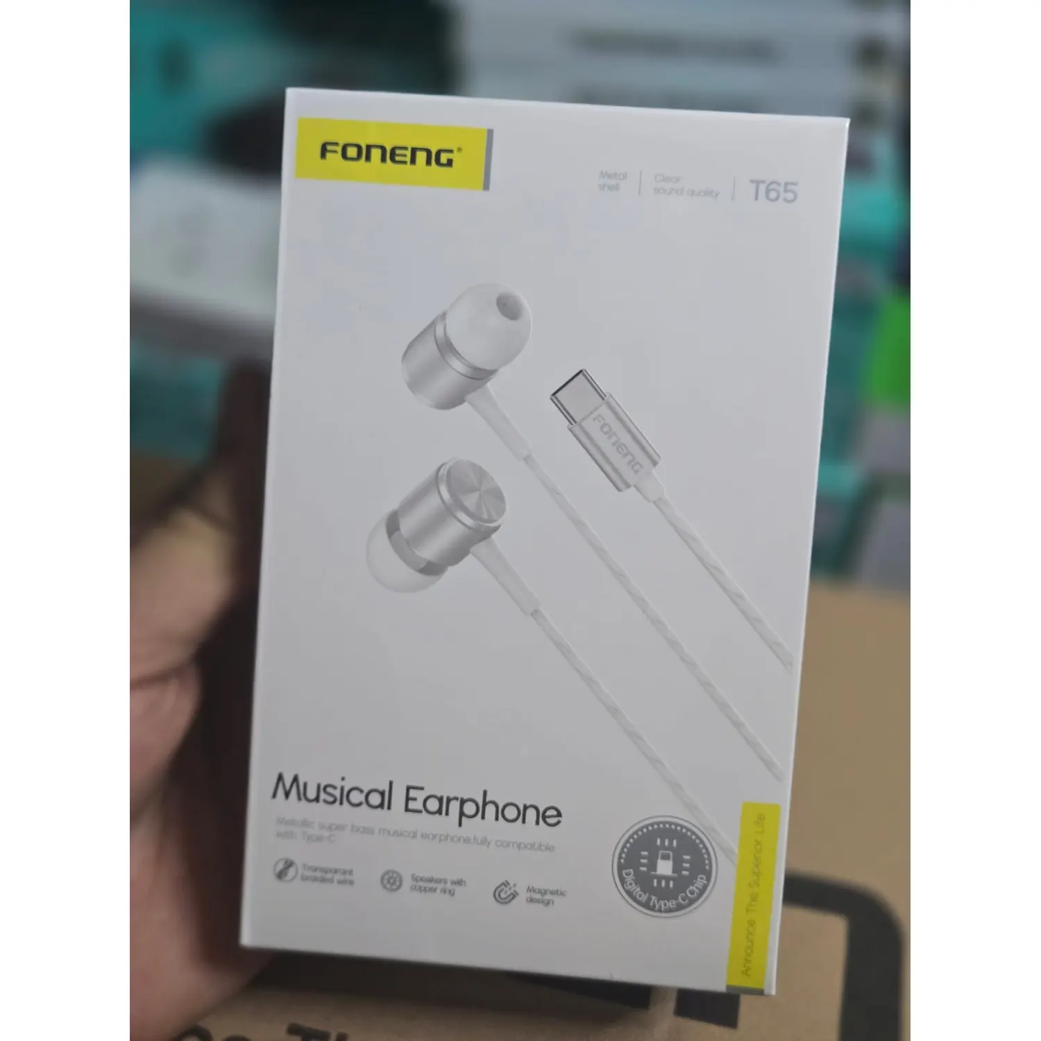 Foning T65 — Écouteurs Filaires USB-C Super Bass — Neuf au Maroc Foning T65 — Écouteurs Filaires USB-C Super Bass — Neuf au Maroc